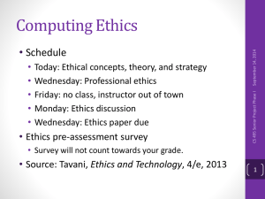 Computing Ethics • Schedule