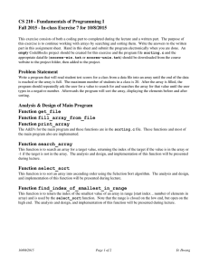 CS 210 ­ Fundamentals of Programming I Fall 2015 ­ In­class Exercise 7 for 10/8/2015