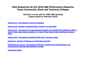 Data Resources for the 2010 LBB Performance Measures
