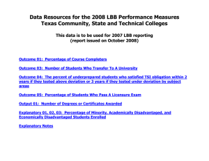 Data Resources for the 2008 LBB Performance Measures
