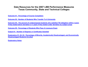 Data Resources for the 2007 LBB Performance Measures