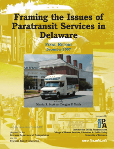 Framing the Issues of Paratransit Services in Delaware F