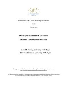 Developmental Health Effects of   Human Development Policies      