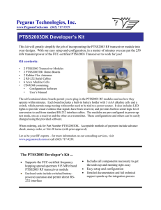 Pegasus Technologies, Inc.  PTSS2003DK Developer’s Kit