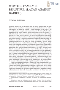 WHY THE FAMILY IS BEAUTIFUL (LACAN AGAINST BADIOU) ELEANOR KAUFMAN