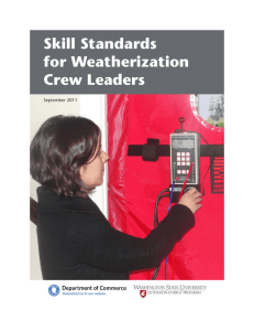 Skill Standards for Weatherization Crew Leaders September 2011