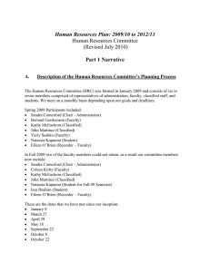 Human Resources Plan: 2009/10 to 2012/13 Human Resources Committee (Revised July 2010)