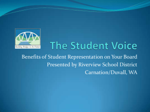 Benefits of Student Representation on Your Board Carnation/Duvall, WA