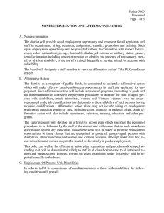 Policy 5005 Personnel Page 1 of 3 A.  Nondiscrimination