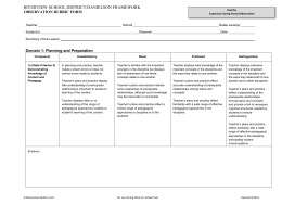 danielson framework rubric observation charlotte form school riverview district evaluation teacher domain teaching preparation planning studylib