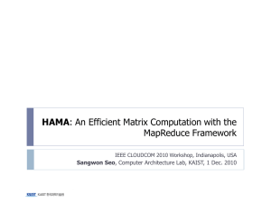 HAMA MapReduce Framework Sangwon Seo IEEE CLOUDCOM 2010 Workshop, Indianapolis, USA