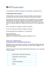 Traineeships Funding in England: consultation response form