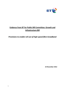 Evidence from BT for Public Bill Committee: Growth and Infrastructure Bill
