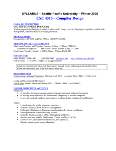 CSC 4310 – Compiler Design CSC 4310 COMPILER DESIGN (4)