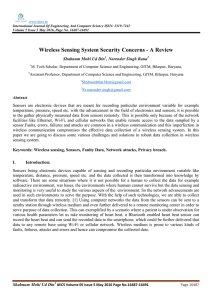 Wireless Sensing System Security Concerns - A Review
