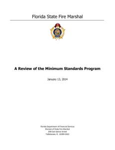Florida State Fire Marshal  A Review of the Minimum Standards Program