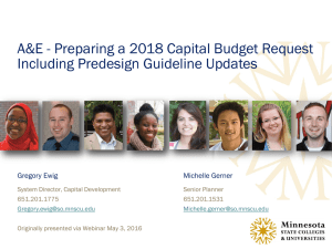 A&amp;E - Preparing a 2018 Capital Budget Request Gregory Ewig Michelle Gerner