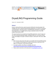 DryadLINQ Programming Guide