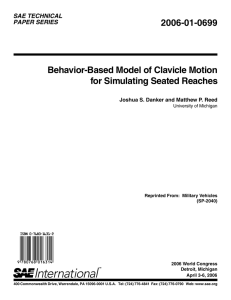2006-01-0699 Behavior-Based Model of Clavicle Motion for Simulating Seated Reaches SAE TECHNICAL