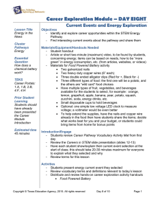 Career Exploration Module – DAY EIGHT Current Events and Energy Exploration