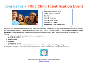 Join us for a FREE Child Identification Event Date: