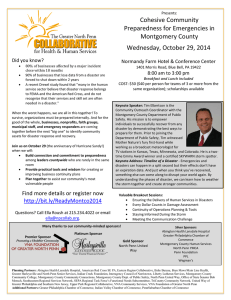 Cohesive Community Preparedness for Emergencies in Montgomery County Wednesday, October 29, 2014