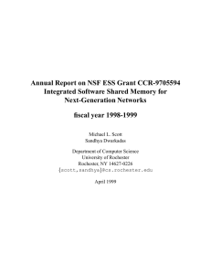 Annual Report on NSF ESS Grant CCR-9705594 Next-Generation Networks