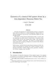 Dynamics of a classical Hall system driven by a J. Asch