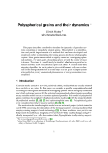 Polyspherical grains and their dynamics ∗ Ulrich Mutze