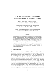 A PDE approach to finite time approximations in Ergodic Theory