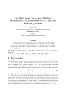 Spectral Analysis of an Eﬀective Hamiltonian in Nonrelativistic Quantum Electrodynamics