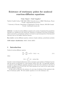 Existence of stationary pulses for nonlocal reaction-diﬀusion equations