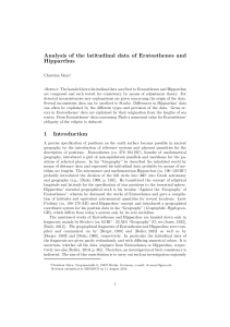 Analysis of the latitudinal data of Eratosthenes and Hipparchus
