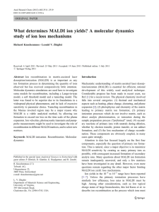 What determines MALDI ion yields? A molecular dynamics ORIGINAL PAPER Richard Knochenmuss