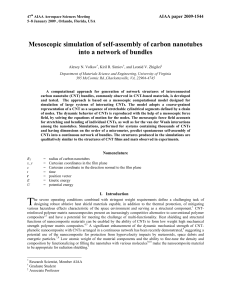 Mesoscopic simulation of self-assembly of carbon nanotubes AIAA paper 2009-1544