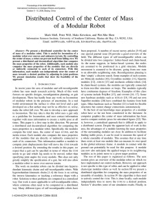 Distributed Control of the Center of Mass of a Modular Robot