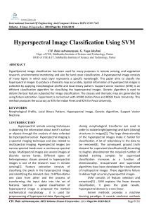 Hyperspectral Image Classification Using SVM CH. Bala subramanyam, G. Naga lakshmi