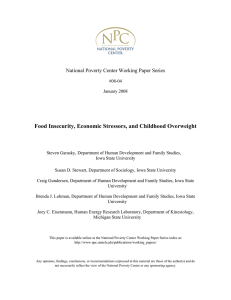 Food Insecurity, Economic Stressors, and Childhood Overweight