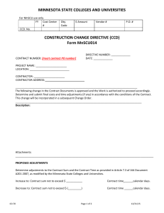 MINNESOTA STATE COLLEGES AND UNIVERSITIES CONSTRUCTION CHANGE DIRECTIVE (CCD) Form MnSCU014