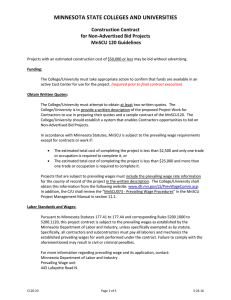 MINNESOTA STATE COLLEGES AND UNIVERSITIES Construction Contract for Non-Advertised Bid Projects