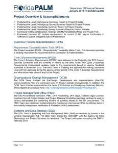 Project Overview &amp; Accomplishments Department of Financial Services January 2016 FASAASD Update