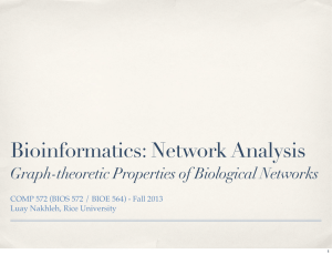 Bioinformatics: Network Analysis Graph-theoretic Properties of Biological Networks Luay Nakhleh, Rice University