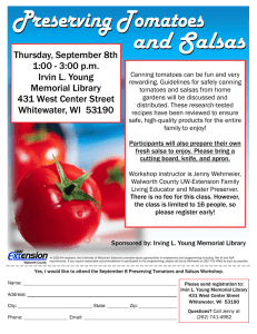 Thursday, September 8th 1:00 - 3:00 p.m. Irvin L. Young Memorial Library