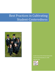 Best	Practices	in	Cultivating Student‐Centeredness  
