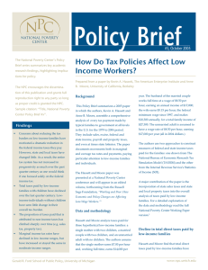 Policy Brief How Do Tax Policies Affect Low Income Workers? #5, October 2005