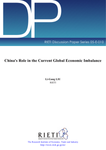 DP China's Role in the Current Global Economic Imbalance Li-Gang LIU