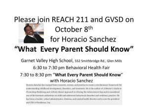 Please join REACH 211 and GVSD on October 8 for Horacio Sanchez