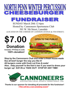 $7.00 Donation SUNDAY March 20th 12-6pm Hosted by: Cannoneers Sportsmens Club