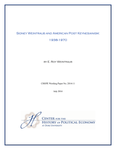 Sidney Weintraub and American Post Keynesianism: 1938-1970 by E. Roy Weintraub
