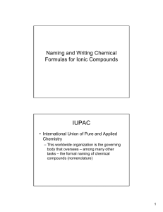 IUPAC Naming and Writing Chemical Formulas for Ionic Compounds